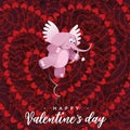 Happy valentine`s day, cupid, vector illustration